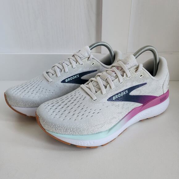 Brooks Women's 8.5 Ghost 16 Running Sneaker White/Gray/Pink/Blue - NEW $140 - Picture 1 of 8
